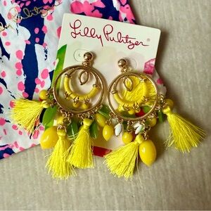 Lilly Pulitzer Lemon Grove Earrings with Yellow Tassels